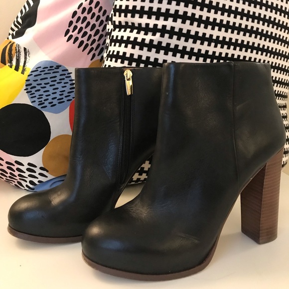 Vince Camuto Black Leather High Heel Booties - Picture 1 of 6